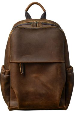 Fashion Brown Calf Leather Man's Backpack Bag