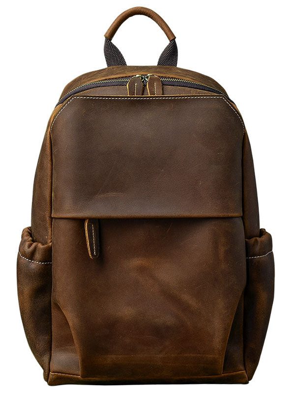 Fashion Brown Calf Leather Man's Backpack Bag