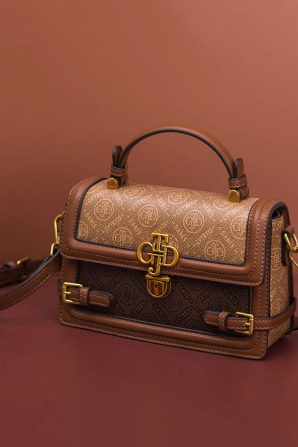 Fashion Brown Patchwork Versatile Calf Leather Mini Bag