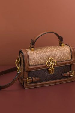 Fashion Brown Patchwork Versatile Calf Leather Mini Bag
