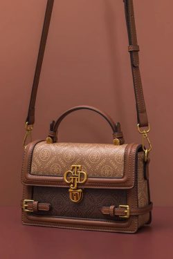 Fashion Brown Patchwork Versatile Calf Leather Mini Bag