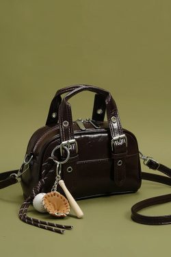 Fashion Brown Pendant Decorated Faux Leather Micro Bag