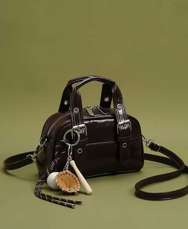 Fashion Brown Pendant Decorated Faux Leather Micro Bag