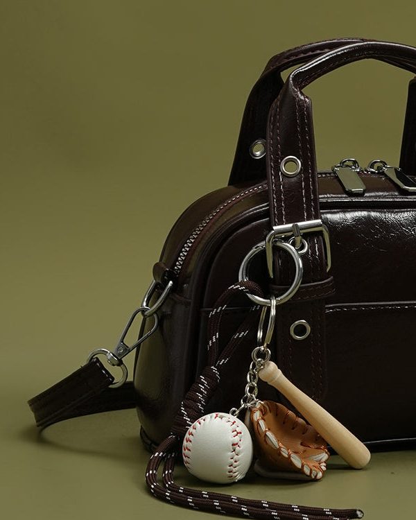 Fashion Brown Pendant Decorated Faux Leather Micro Bag