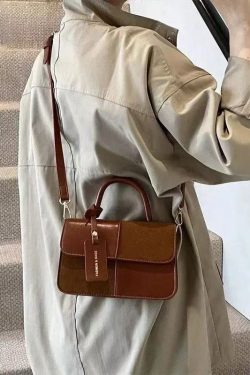 Fashion Brown Solid Durable Patchwork Faux Leather Micro Bag