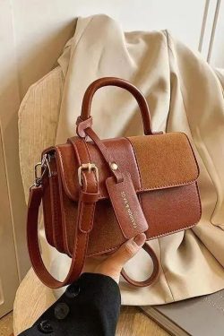 Fashion Brown Solid Durable Patchwork Faux Leather Micro Bag