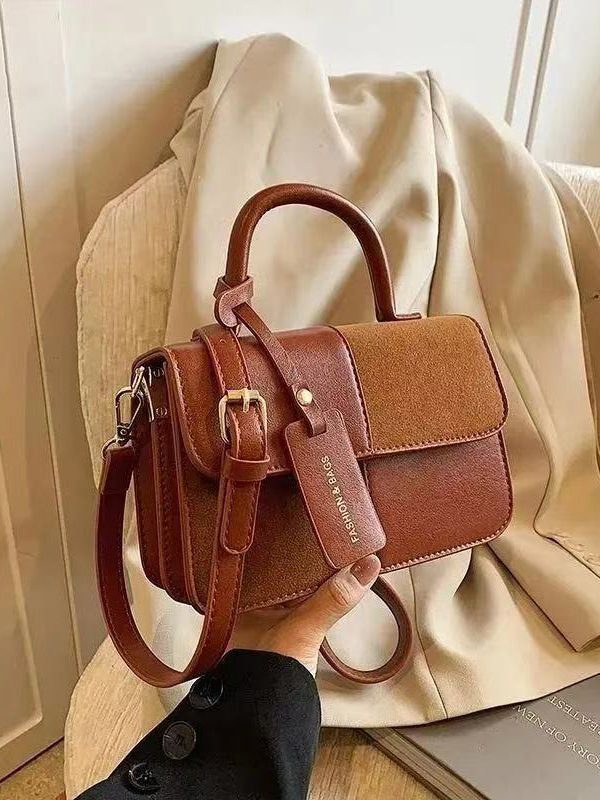 Fashion Brown Solid Durable Patchwork Faux Leather Micro Bag