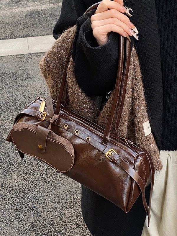 Fashion Coffee Durable Faux Leather Hobo Bag