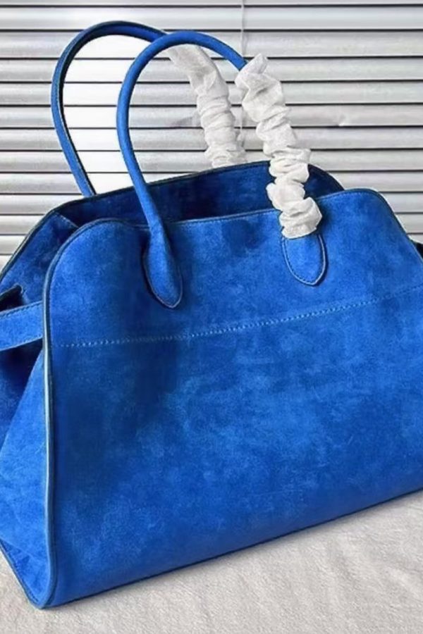 Fashion dark blue Large Capacity Suede Tote Handbag