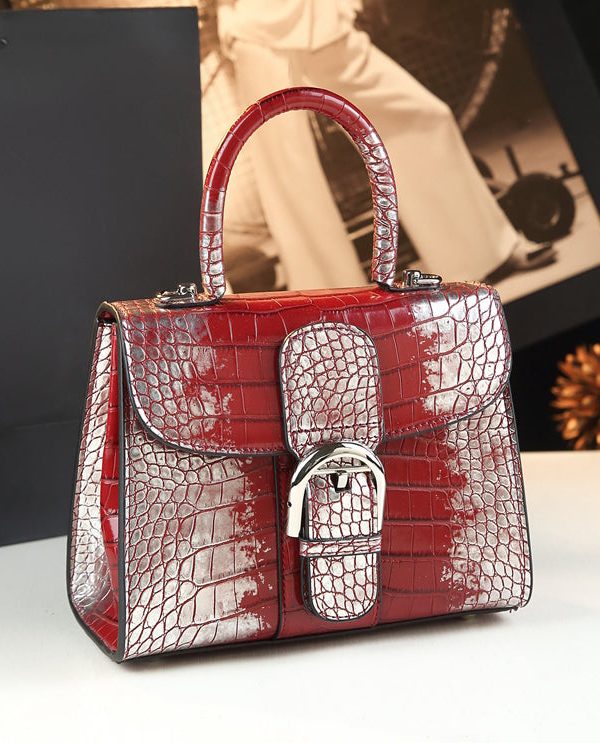 Fashion Gradient Red Crocodile Pattern Durable Women Handbags