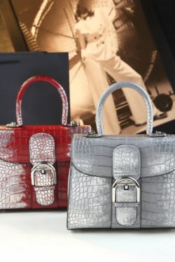 Fashion Gradient Red Crocodile Pattern Durable Women Handbags