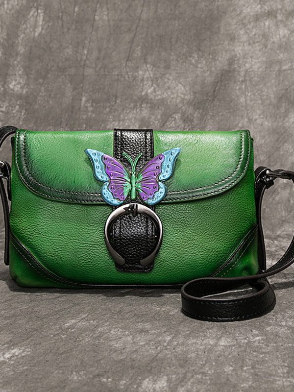 Fashion Green Animal pattern Paitings Calf Leather Satchel Handbag