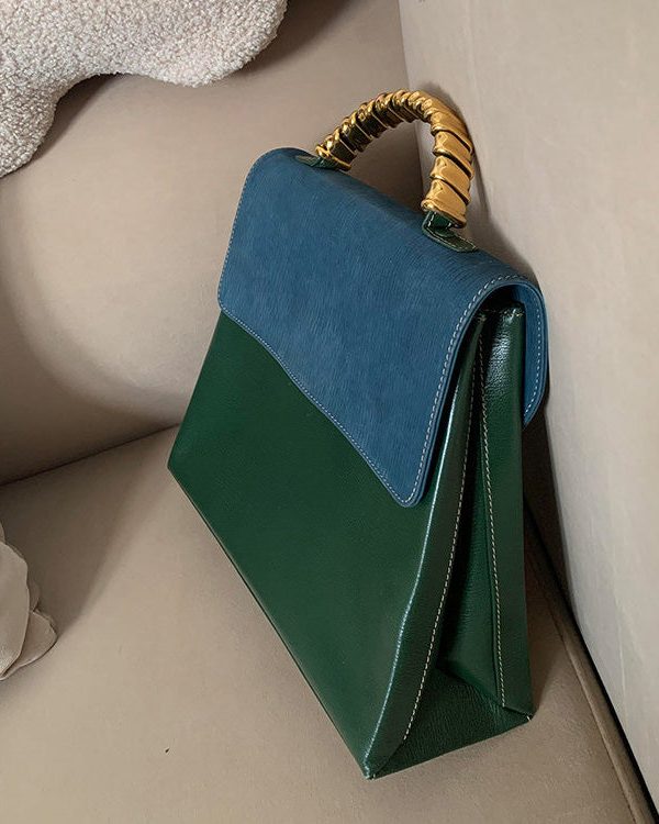 Fashion Green Durable Calf Leather Micro Bag