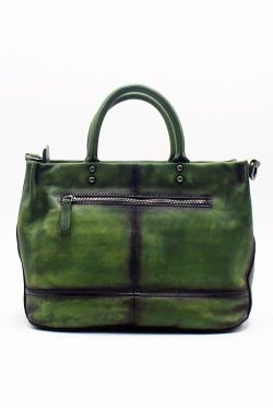 Fashion Green Patchwork Calf Leather Rivet Tote Handbag