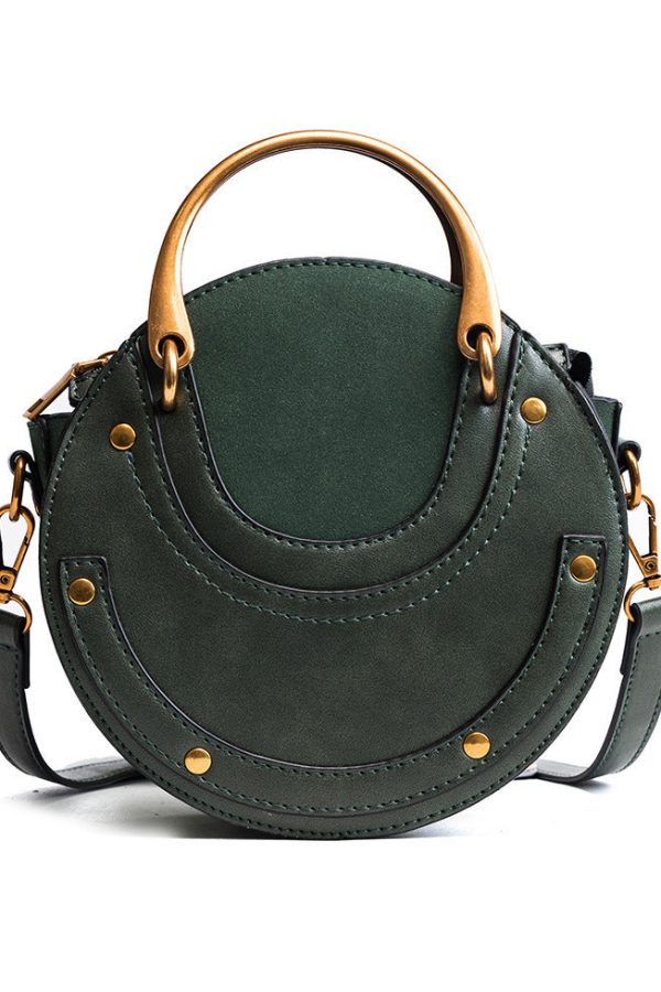 Fashion Green Suede Patchwork Faux Leather Satchel Handbag