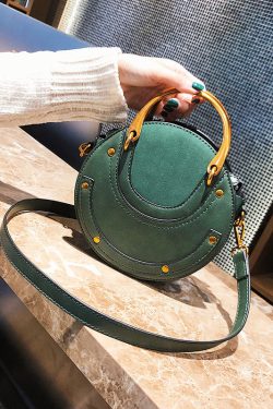 Fashion Green Suede Patchwork Faux Leather Satchel Handbag