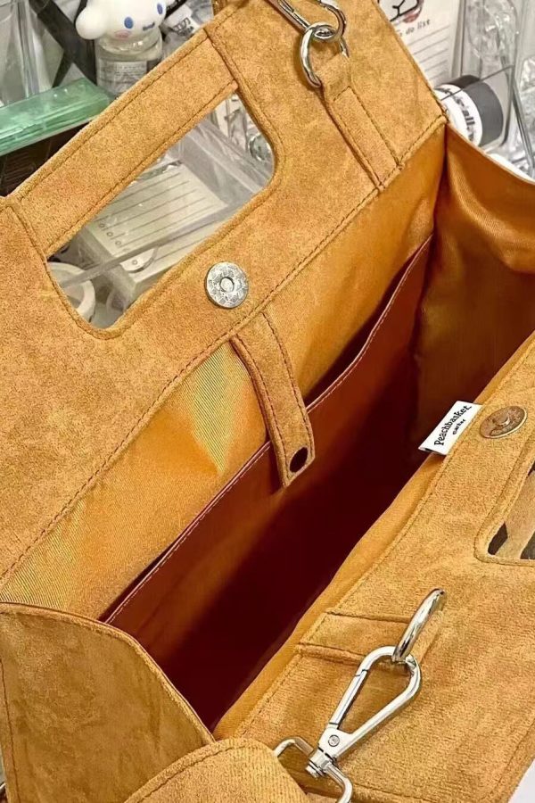 Fashion Khaki Graphic Suede Large Capacity Messenger Bag