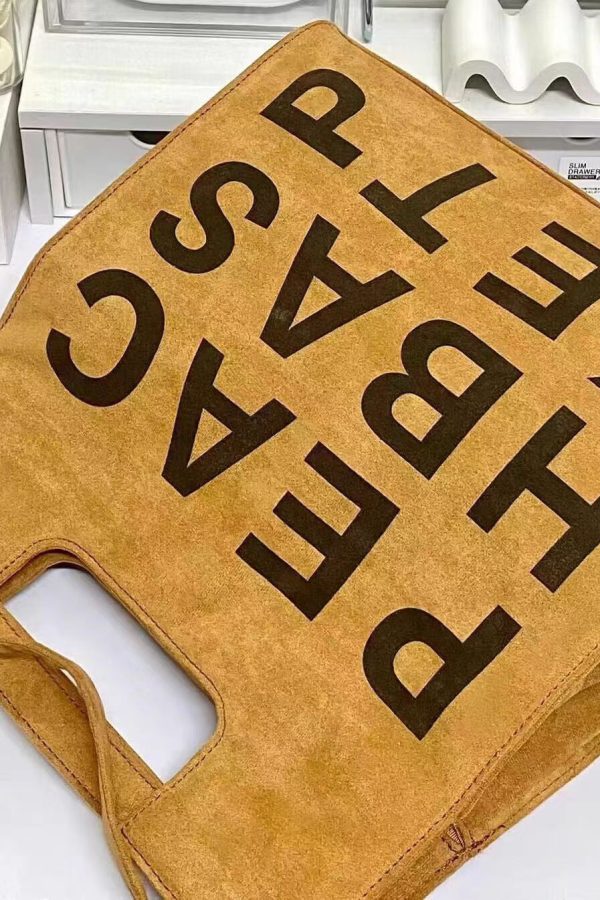 Fashion Khaki Graphic Suede Large Capacity Messenger Bag