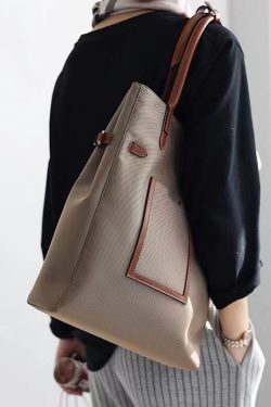 Fashion Khaki Large Capacity Satchel Bag Handbag