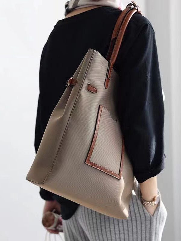 Fashion Khaki Large Capacity Satchel Bag Handbag