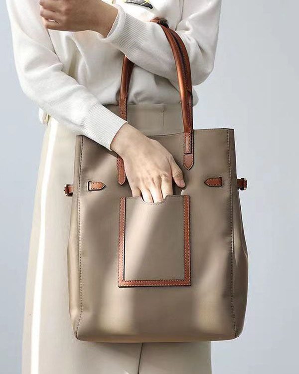 Fashion Khaki Large Capacity Satchel Bag Handbag