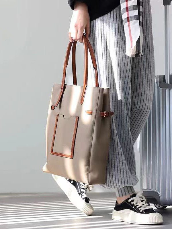 Fashion Khaki Large Capacity Satchel Bag Handbag