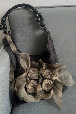 Fashion Khaki Tie Dye Floral Cotton Satchel Handbag