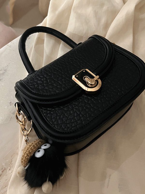 Fashion Milk White Cute Little Doll Faux Leather Mini Tote Handbag