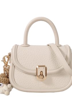 Fashion Milk White Cute Little Doll Faux Leather Mini Tote Handbag