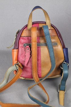Fashion Multicolour Patchwork Calf Leather Backpack Bag