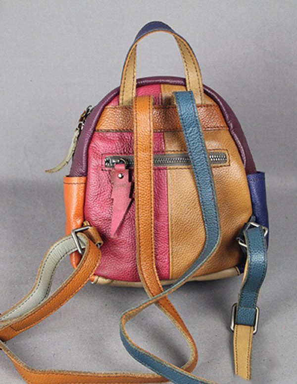 Fashion Multicolour Patchwork Calf Leather Backpack Bag