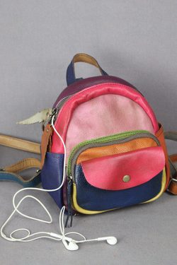 Fashion Multicolour Patchwork Calf Leather Backpack Bag