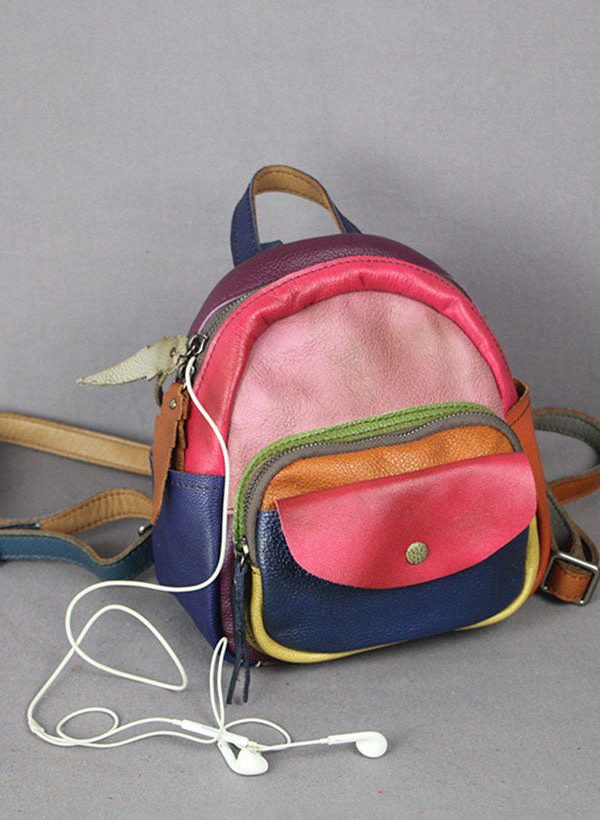 Fashion Multicolour Patchwork Calf Leather Backpack Bag