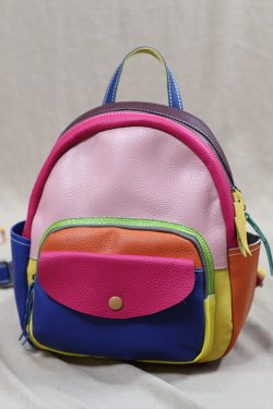 Fashion Multicolour Patchwork Calf Leather Backpack Bag