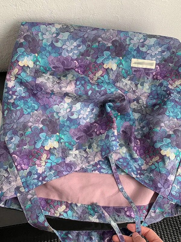 Fashion Purple Print Large Capacity Canvas Shoulder Bag