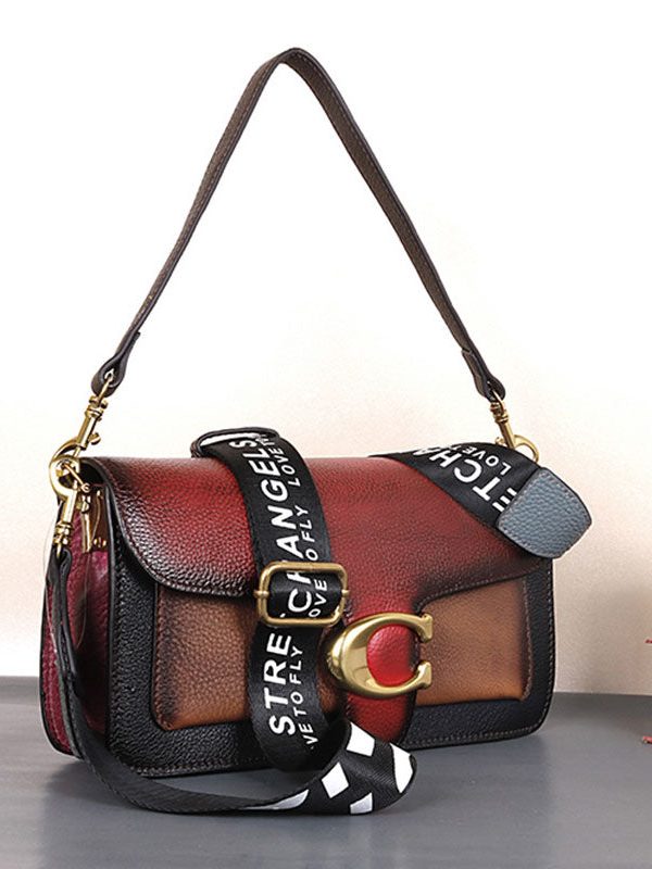 Fashion Red Rub color Paitings Calf Leather Satchel Handbag