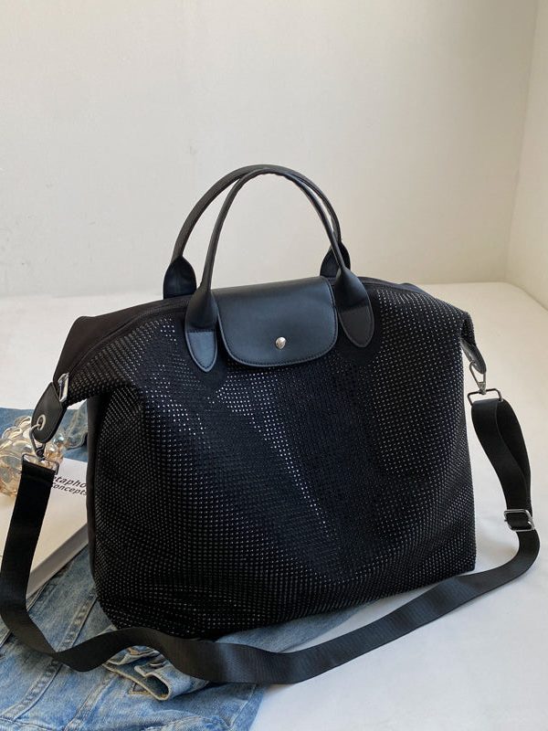 Fashion Silver Large Capacity Zircon Encrusted Handbag