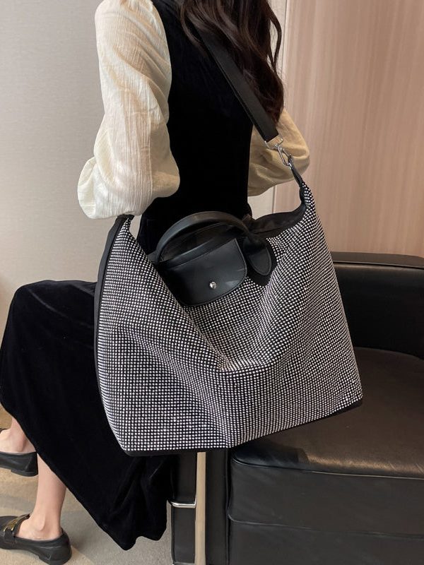 Fashion Silver Large Capacity Zircon Encrusted Handbag