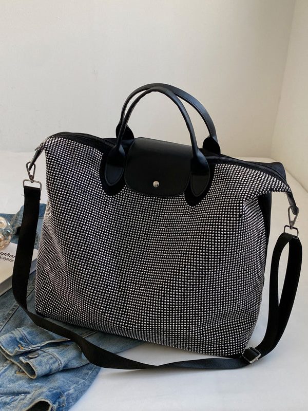 Fashion Silver Large Capacity Zircon Encrusted Handbag