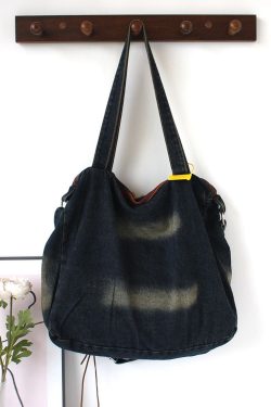 Fashion Tassel Large Capacity Denim Satchel Bag Handbag