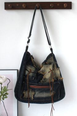 Fashion Tassel Large Capacity Denim Satchel Bag Handbag