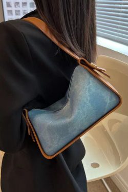 Fashion Versatile Blue Faux Leather Messenger Bag