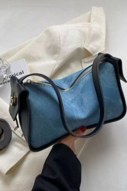 Fashion Versatile Blue Faux Leather Messenger Bag