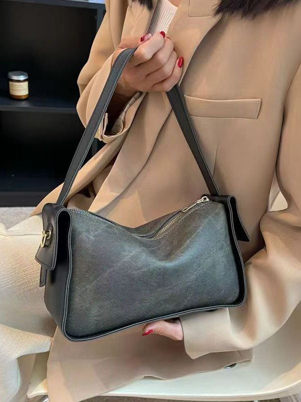 Fashion Versatile Blue Faux Leather Messenger Bag