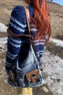 Fashion Versatile Blue Large Capacity Denim Satchel Bag Handbag