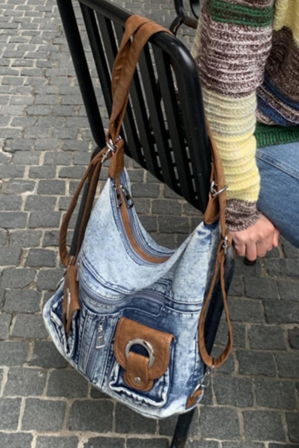 Fashion Versatile Blue Large Capacity Denim Satchel Bag Handbag