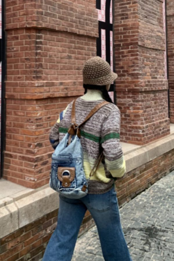 Fashion Versatile Blue Large Capacity Denim Satchel Bag Handbag