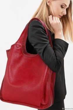 Fashion Versatile Red Large Capacity Calf Leather Satchel Handbag