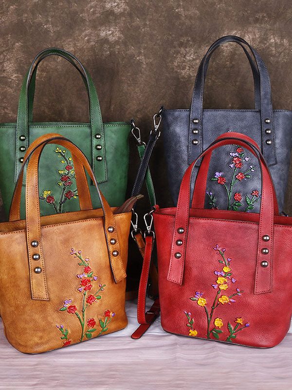 Fashion Yellow Embossing Paitings Calf Leather Messenger Bag