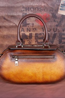 Fashion Yellow Embossing Paitings Calf Leather Tote Handbag